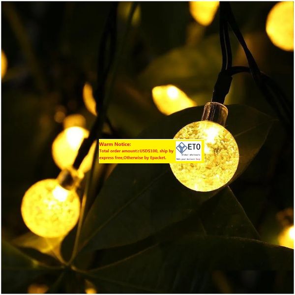 Decorazioni natalizie 30 LED Sfera di cristallo Goccia d'acqua Globo ad energia solare Fata 8 Effetti di lavoro per la decorazione del giardino esterno Holida ZZ