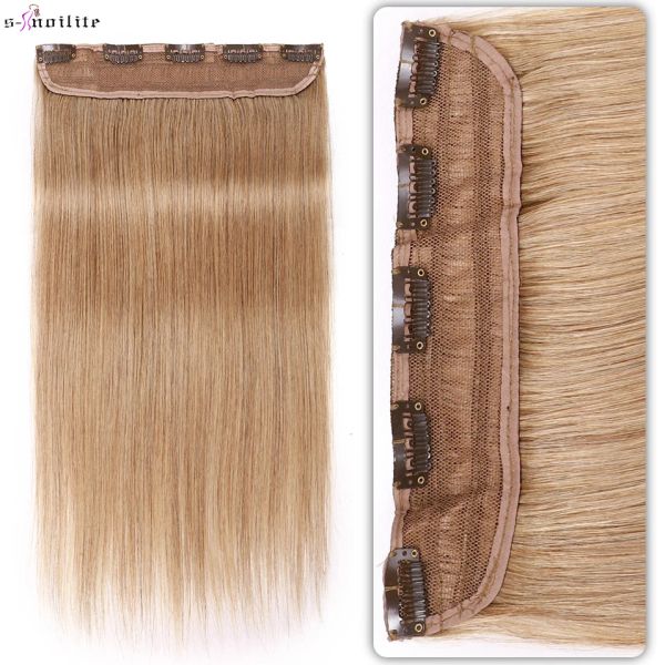 Extensões de cabelo snoilite clipe em extensões de cabelo humano 5 clipes peruca 1424 Polegada 75105g extensão natural grampo de cabelo grosso loiro