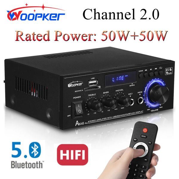 Lautsprecher Woopker HiFi-Audioverstärker AK45 Pro Bluetooth-Digital-MP3-Verstärker Max. Ausgangsleistung 820 W FM-Basslautsprecher Unterstützt 90–240 V Eingang