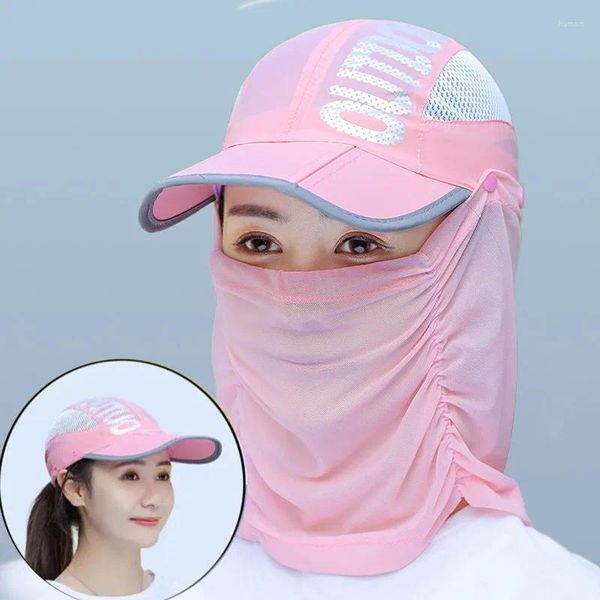Top Caps 2'de 1 Yaz Dış Mekan Güneş Koruyucu Yüz Maske Şapkaları Set Kadınlar hızlı kuru ince nefes alabilen UV koruma Beyzbol Binicilik Güneşi