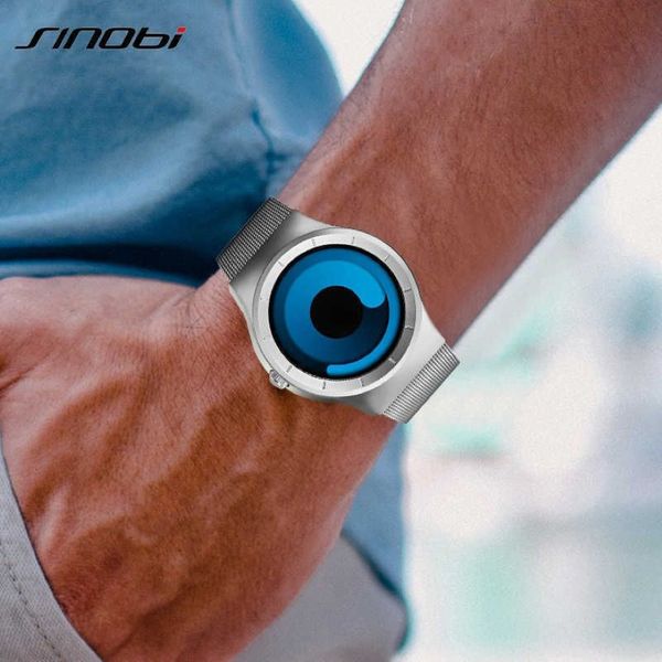 Sinobi marca criativa esportes relógio de quartzo masculino pulseira aço inoxidável relógios talento moda rotação relógio relogio masculino x290l