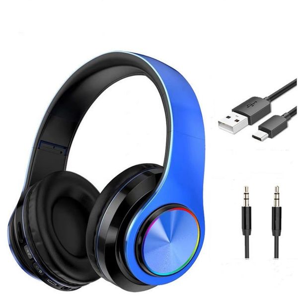 Faltbare und steckbare Karte Drahtloses Bluetooth-Headset Licht emittierender Kopfhörer Computer-Gaming-Headsets Headsetkopfmontierter Kopfhörer DHL-frei