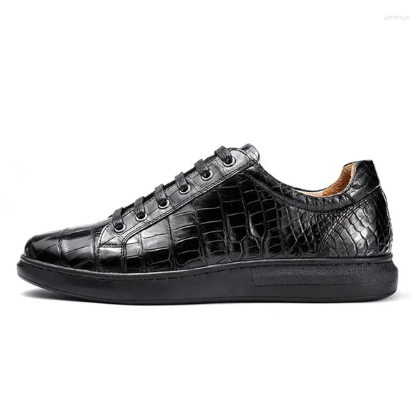 Sapatos casuais Couro Men Board Business Black Salto plano Low Top Solid Color Round Head Sneakers Men