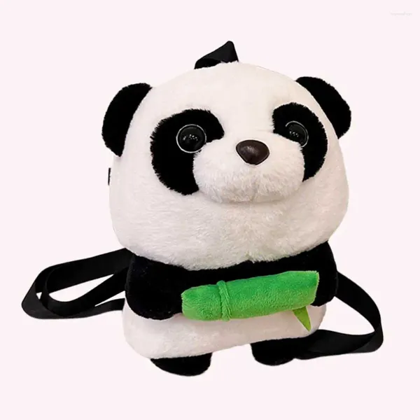 Mochila panda bonecas de pelúcia menina casual jardim de infância moda simples alça ajustável kawaii crianças desenhos animados presentes