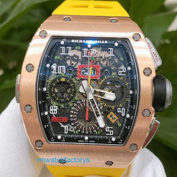 Top RM Assista Titanium Watch RM11-02 50 * 42.7mm Moda RM11-02 Rose Gold Side Titanium Ti