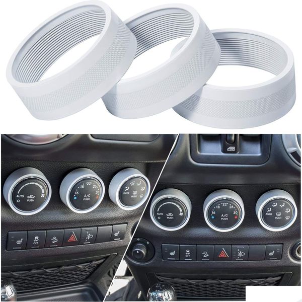 Outros acessórios interiores O Botão de ar condicionado Er Decoração Twist Switch Ring Trim para Jeep Wrangler Jk 2011-/10-17 Drop Delive Otz4B