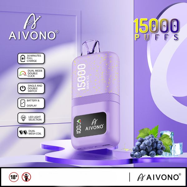 Оригинальные электронные сигареты AIVONO AIM MAGIC 15k PUFFS 2%3%5%, одноразовые электронные сигареты с двойной сетчатой катушкой, одноразовые экранные дисплеи