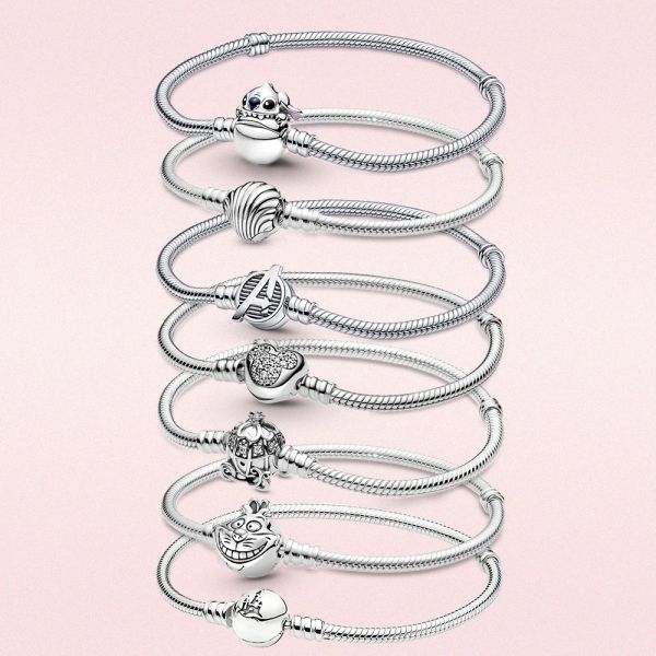 925 Sterling Silber 2024 New Moments Maus Herz Verschluss Schlangenkette Armband für Frauen DIY Charms Perlen Schmuck