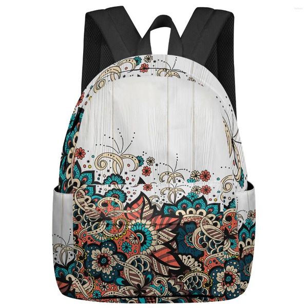 Zaino Mandala Fiore venature del legno Donna Uomo Zaini Scuola da viaggio impermeabile per studenti Ragazzi Ragazze Laptop Book Pack Mochilas