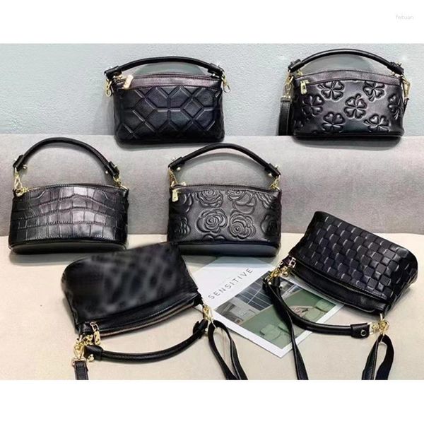 Omuz çantaları 3 bölmeler çiçek yılan cilt kabartmalı el çantası doğal inek derisi haberci çantası kadınlar gerçek deri crossbody d328