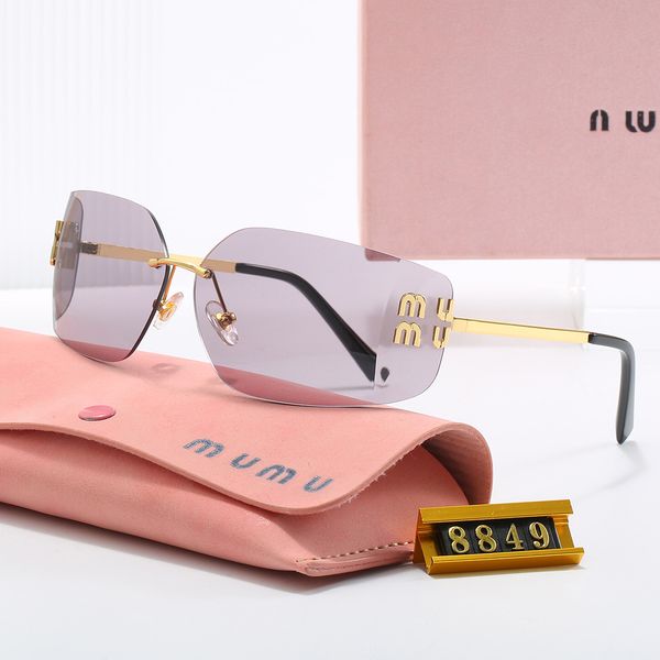 Tasarımcı Güneş Gözlüğü Kadın Lüks Güneş Gözlüğü Kadınlar İçin Lüks Güneş Gözlüğü Çerçevesiz Kavisli Gözlükler Gözlükler Rimless Pink Khaki Moda Y2K Gözlük Açık Renkli Dekoratif