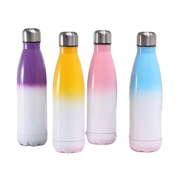 17 oz 500ml süblimasyon su şişeleri Boşluklar Paslanmaz Çelik Tumbler Şişeler Tulak Heat Press Sublimasyon Fırın Baskı için Kapaklı Spor Şişeleri