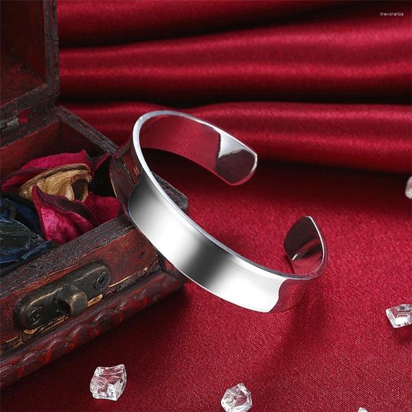 Bracciale rigido in argento sterling 925 rotondo liscio da 7 mm, regolabile, adatto per gioielli da donna, moda, matrimonio, festa di fidanzamento