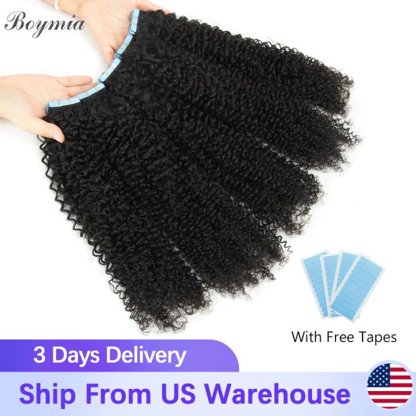 Extensions Afro Kinky Curly Tape In Echthaarverlängerungen für schwarzes brasilianisches Remy Kinky Curly Human Hair Skin Weft Adhesive Invisible Hair