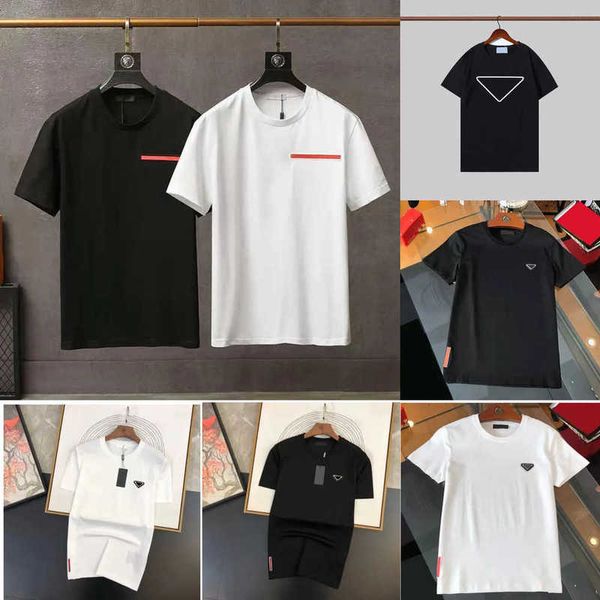 Homens camisetas Designer Mens Camiseta Homem Preto Tee Mulheres Roupas Algodão Manga Curta Peito Triângulo Casal Mangas Curtas High Street Brand Crew Pescoço Carta KP5M