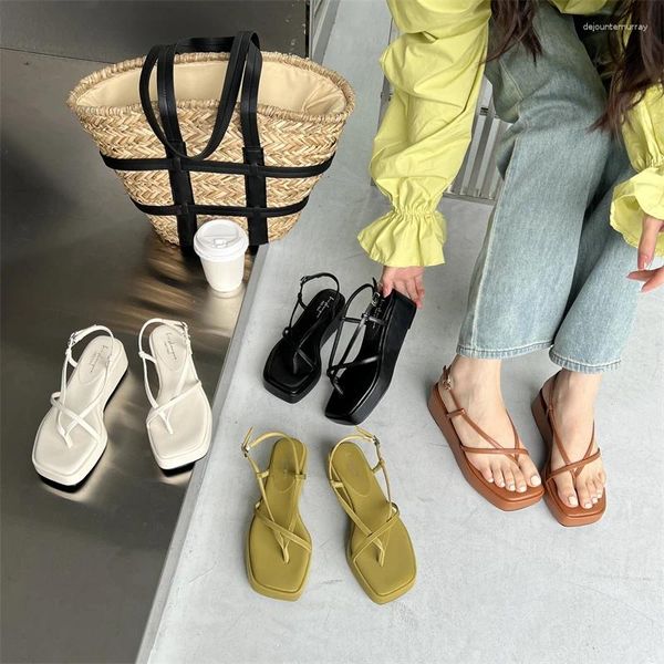 Kleidschuhe Bailamos Mode Frauen Sandalen Weiche Ferse Schmales Band Rückengurt Gladiator Casual Sommer Clogs Wedge Beach