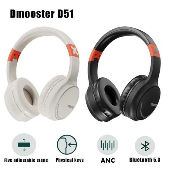 Наушники для сотового телефона DMOOSTER D51 Беспроводные Bluetooth-наушники для ношения на голове Губка для наушников ANC Активное шумоподавление 5.3 Стерео HiFi Gaming Esports Q240321