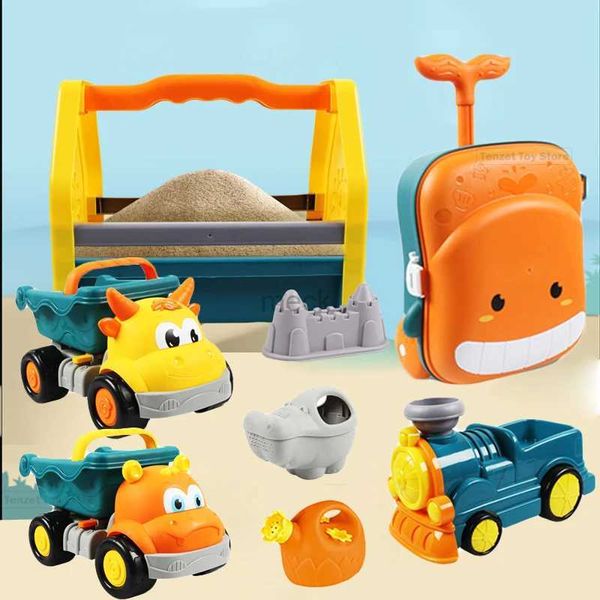 Areia jogar água diversão praia brinquedos carros para crianças 6-12pcs jogo de praia brinquedos crianças sandbox conjunto kit brinquedos de verão para praia jogar areia água jogo carrinho 240321