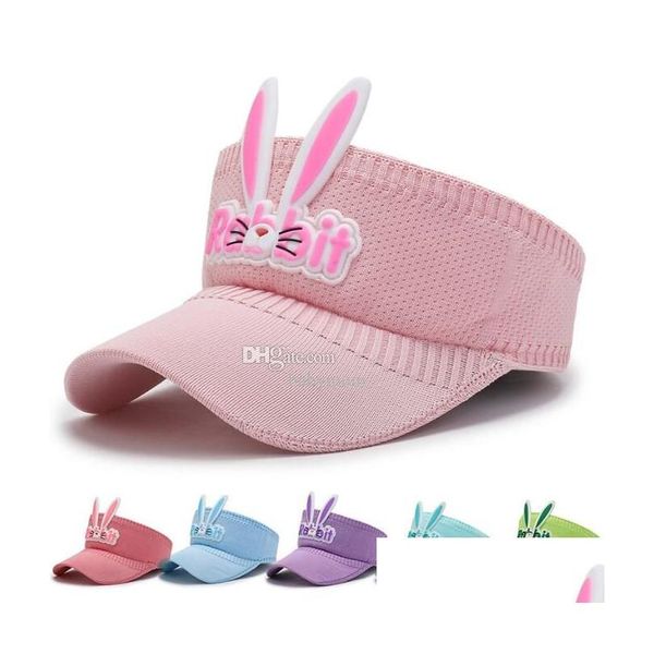 Caps Hüte Sommer Baby Visier Hut Cartoon Kaninchen Schirmmütze Kinder Kleinkind Outdoor Sport Casual Sonne Atmungsaktive Gestrickte Elastische Drop deliv Otxvn