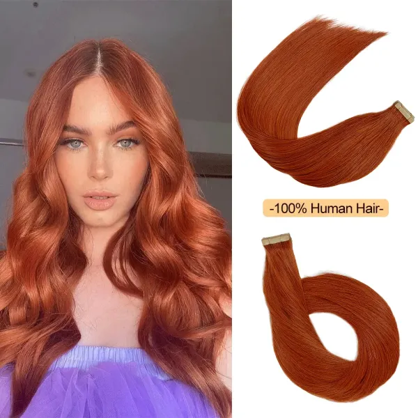 Extensões de fita em extensões de cabelo humano 100% remy cabelo em linha reta sem costura trama da pele cola adesiva para salão de beleza alta qualidade showcoco