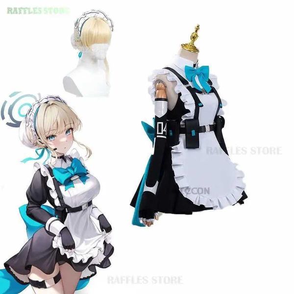 Cosplay Anime Kostüme Asuma Toki Cosplay Maid Kleid Blau Datei Cosplay Spiel Mädchen Damen Uniform Longuette Rock Schleife Lolita Set Sexy und niedlich SetC24321