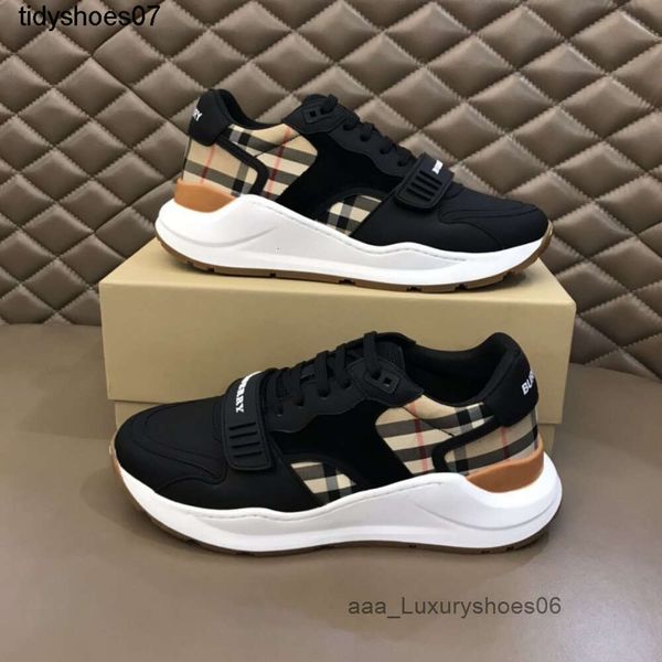 Burberry2 Burburry Burbery Burberrys Вы Alta Versão 2023 Novos Esportes Casuais Mens Sapatos High-End Fashion Tendência Outono e Inverno Versátil Board Ity Elevado Altura Interna