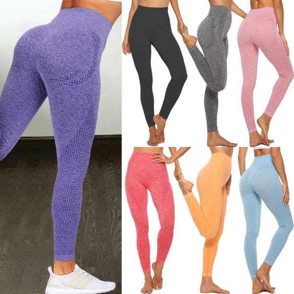 Roupas de yoga cintura alta sem costura leggings push up leggins esporte mulheres fitness correndo calças energia elástica calças ginásio menina collants