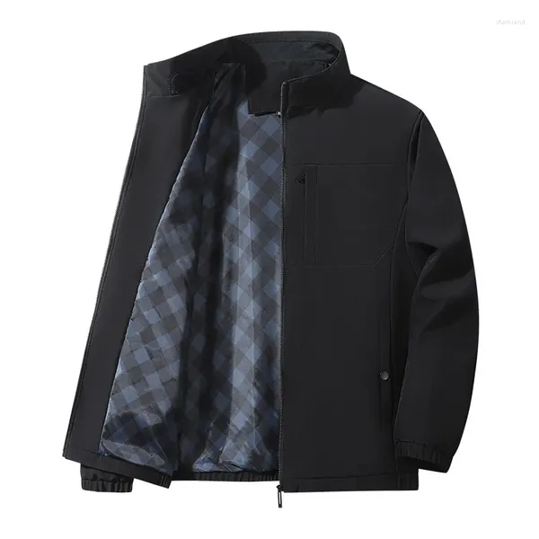 Мужские куртки 2024, весенне-осенняя модная однотонная куртка с воротником-стойкой, куртка большого размера, деловая повседневная свободная удобная куртка M-5XL