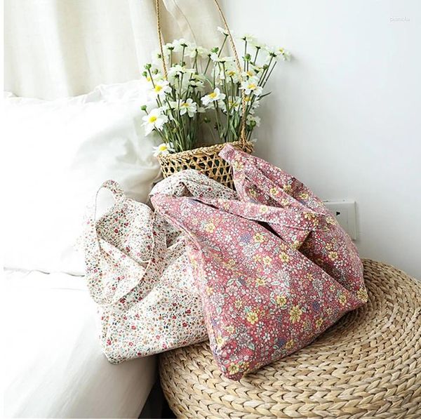 Totes adolescente verão rural floral hobo bolsa 2024 praia tailândia moda feminina ecologia algodão grande capacidade ombro desleixado saco