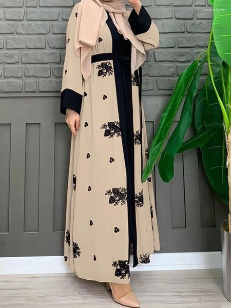 Ethnische Kleidung Ramadan Eid Gebet Abaya 2-teiliges Set mit Innenkleid Frauen Stickerei Lange Abayas Marokkanischer Kaftan Djellaba Dubai Party