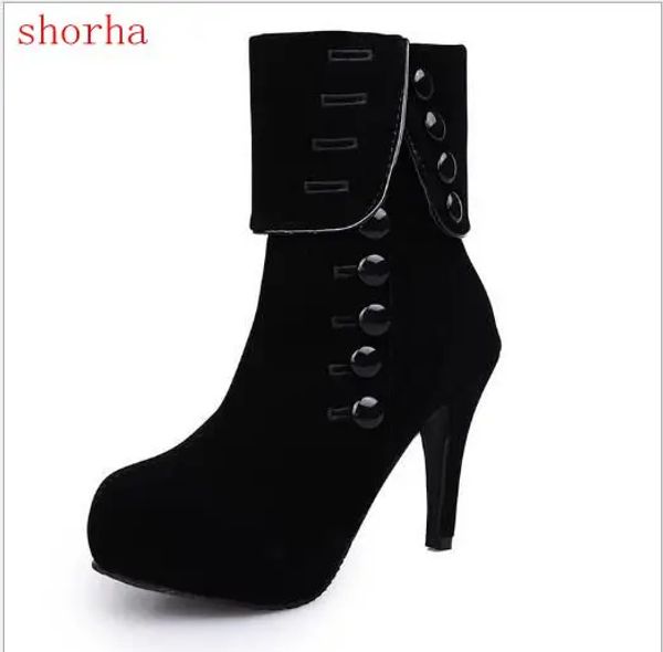 Stiefel schöne schwarze Farbe Frauenstiefel High Heels Knöchelstiefel Frauen Kausale Plattform Frauen Schuhe heißer Herbst Winter