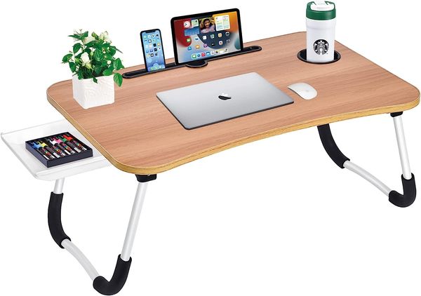 Suporte de bandeja para mesa de cama para laptop para cama / sofá / sofá / estudo / leitura / escrita no chão baixo Bandejas de cama para mesa de colo dobráveis portáteis grandes