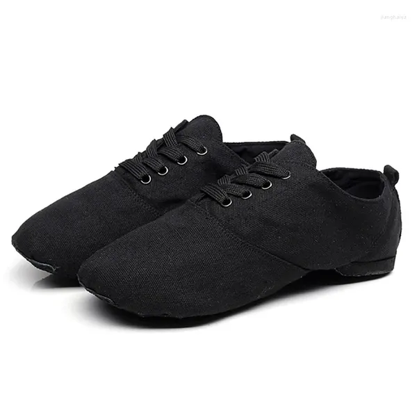 Sapatos de dança homens homens macios pano jazz ginástica interna Exercício Boots Black Sneakers