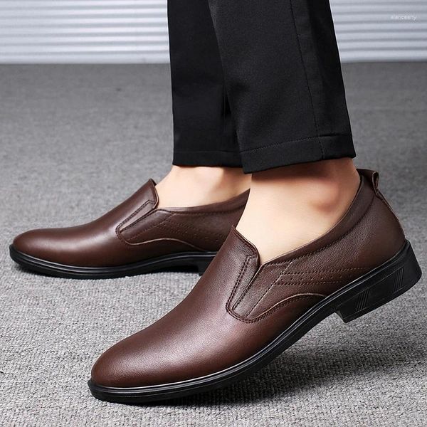 Sapatos casuais de alta qualidade marca mocassins deslizamento em couro genuíno designer formal moda masculina confortável