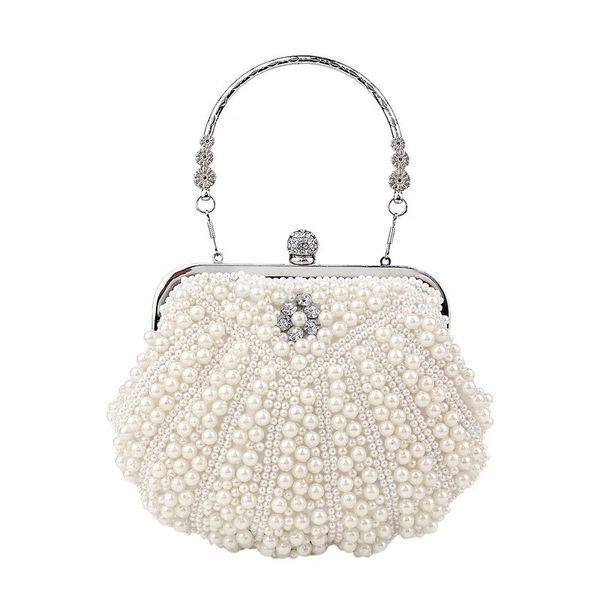 Perlen-Clutch-Taschen, Damen-Geldbörse, weiße Handtaschen, Abendtaschen für Party, Hochzeit, schwarze Umhängetasche, Bolsa Feminina 240313