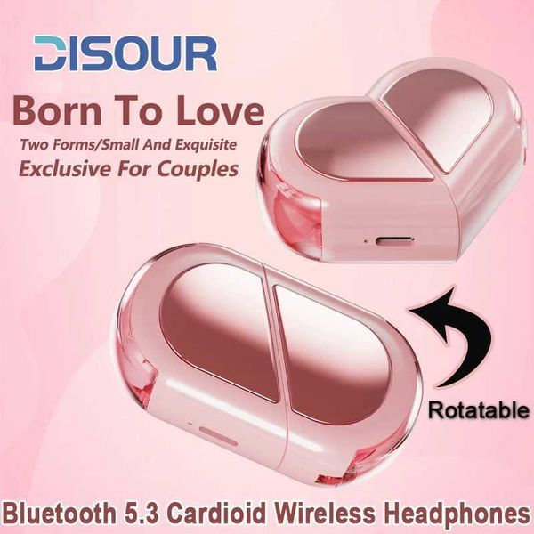 Auricolari per telefoni cellulari Auricolari wireless Bluetooth di nuova moda Auricolari TWS a forma di cuore Auricolari intrauricolari a forma di cuore da donna Auricolari per coppia Q240321