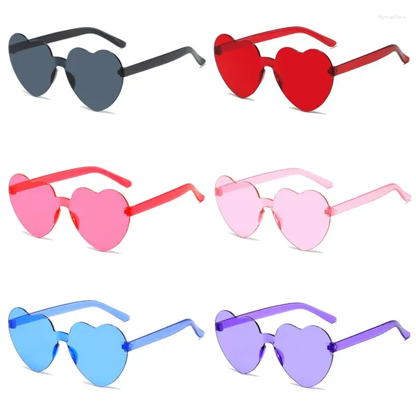 Party-Dekoration, Pfirsich-Herz-Sonnenbrille, Valentinstag, Liebe, Gelee-Farbe, rahmenlose, einteilige Brille, blendend