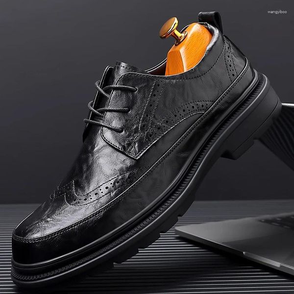 Casual Schuhe 2024 Plattform Für Männer Leder Business Kleid All-Match Tragen-Beständig Schuhe Chaussure Homme