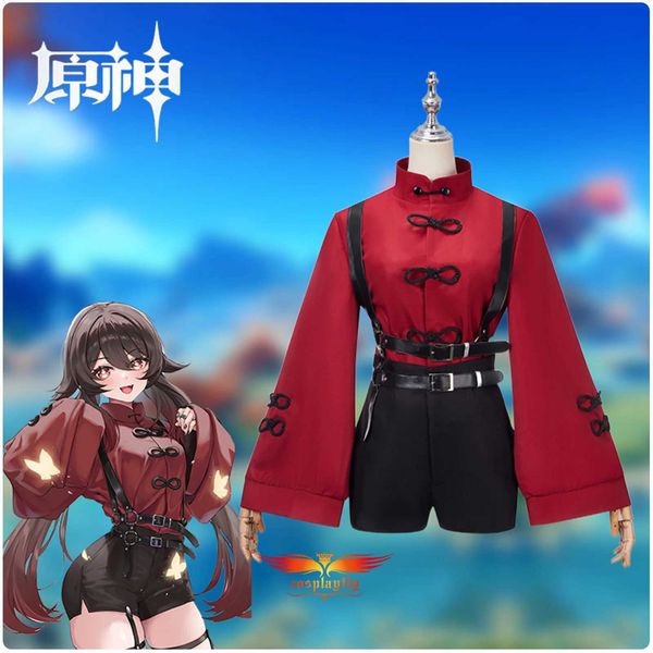 Cosplay Anime-Kostüme Genshin Impact Hu Tao Rollenspiel Damen XS-XL Mädchen Red Mandarin Sle Short Suspension Trojan HalloweenC24321