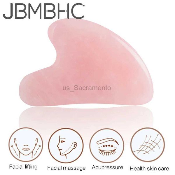 Massageador facial natural jade guasha pedra tablet guasha raspador massageador facial rosa quartzo guasha placa hidroterapia guasha corpo e rolo de massagem facial 240321