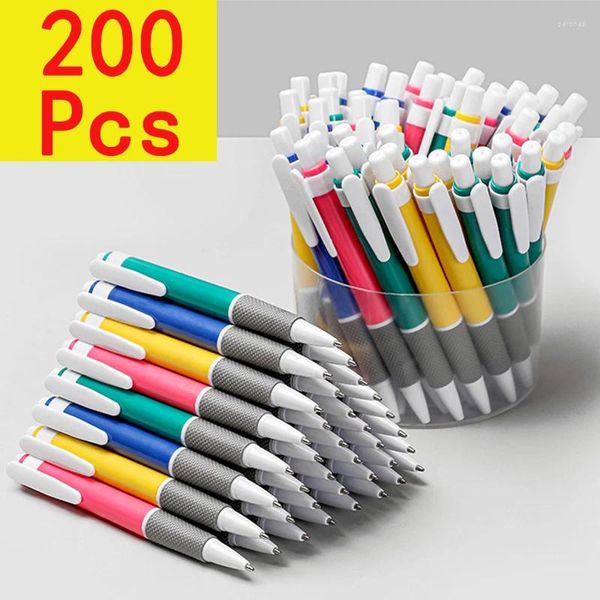 200pcs Press Beyin Pats Pens Mavi Mürekkep Top Pen Öğrenci Ofisi Schhol Malzemeleri