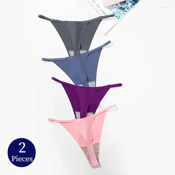 Damenhöschen TrowBridge 2PCS Set Nahtlose Unterwäsche Seidensatin Weibliche Tangas Sexy Dessous Sport Komfort G-Strings T-Rücken