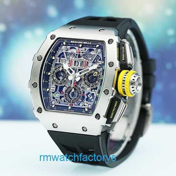 Emocionante relógio de pulso exclusivo RM RM11-03 relógio oco suíço mundialmente famoso rm1103 titânio metal cronógrafo completo