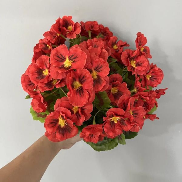 Flores decorativas 12pcs 3D Impressão Artificial Begônia Seda Falso Orquídea Buquê de Flores Home Office Decoração de Casamento