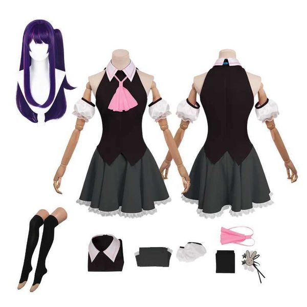 Cosplay Trajes de Anime OSHI NO KO Hoshino Ai role-playing venha preto Lolita vestido peruca traje Halloween festa de carnaval feminino role-playing traje setC24321