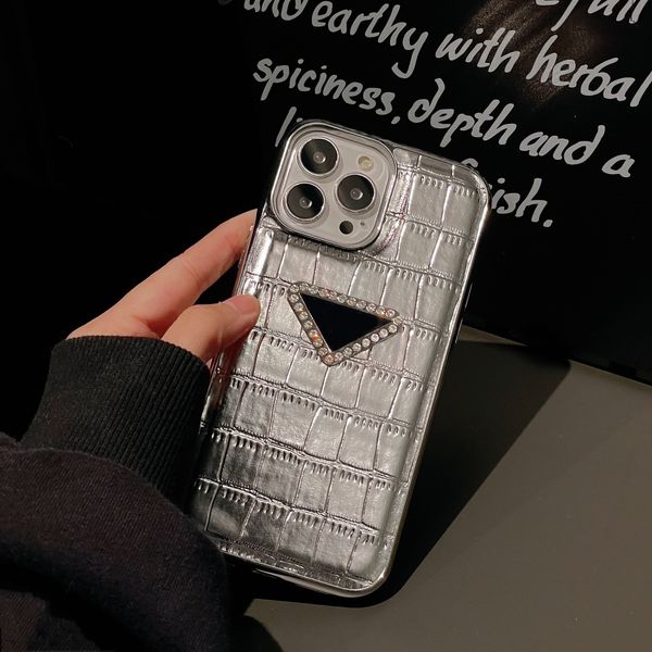 Crocodile Skin Muster Diamond Inlay Mode Full Surround Hülle für iPhone 15 14 13 Pro Max Phone Schutzfälle