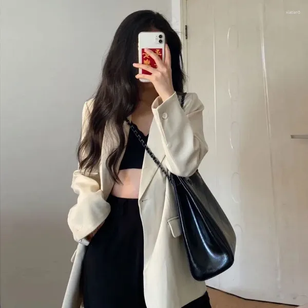 Ternos femininos coreano chique blazer roupas femininas terno preto senhora do escritório jaqueta manga longa botões casacos de marcas de luxo topos primavera outono