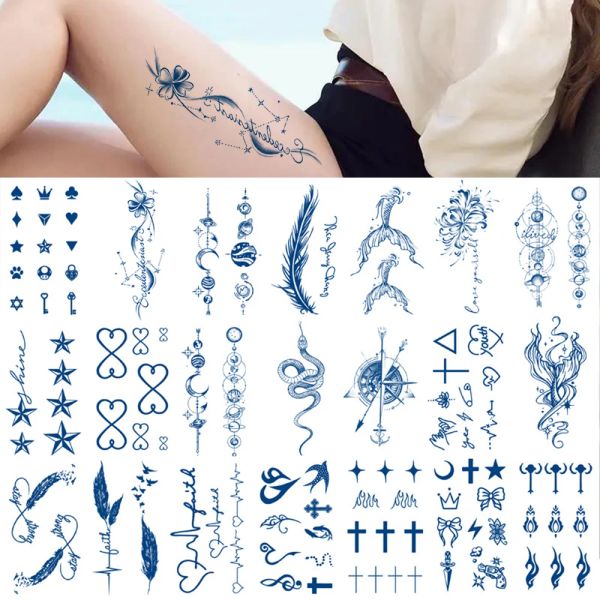 Tatuagens 100 Pcs Atacado Pequeno Suco Tinta Tatuagem Temporária Durando 15 Dias Cobra Seta Pena Rosa Body Art Adesivo Homem Tatoo Braço Mulheres