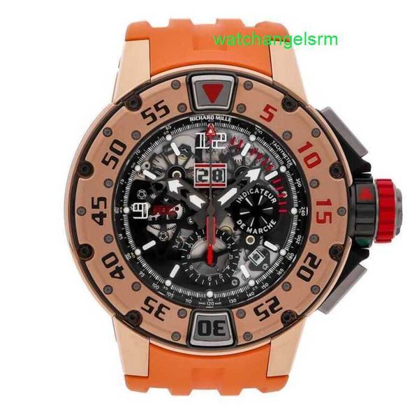 Гоночные механические наручные часы RM Наручные часы RM 032 Flyback Chronograph Diver Auto Gold Мужские часы Rg