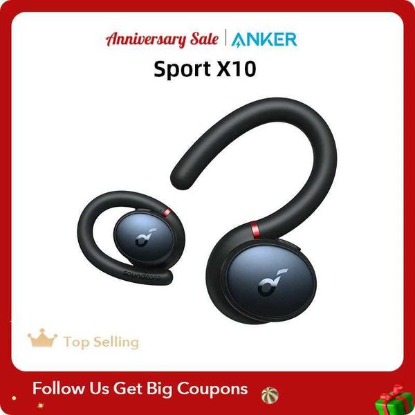 Cep Telefonu Kulaklıklar Anker Soundcore Sport X10 Bluetooth 5.2 Kulaklıklar Spor Dönen Earhooks Derin Bass IPX7 Su geçirmez ve Ter Geçirmez Spor Kulaklıkları Q240321